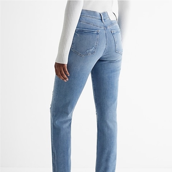 Express Distressed High Rise Jeans - Picture 2 of 6